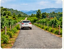 Vehicle on an approach road shown in the supplied reference image